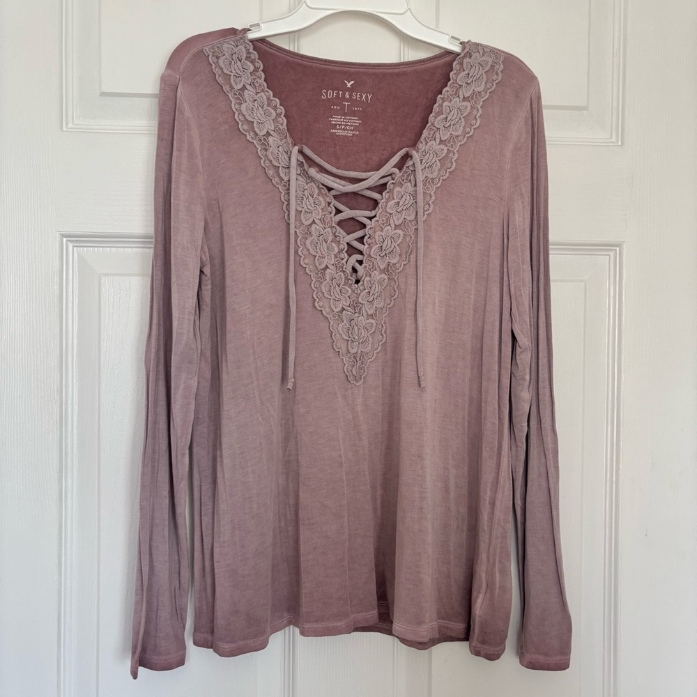 American Eagle Lace Up Top
